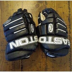Vintage Easton Air Hockey Gloves Black Leather, size 14"